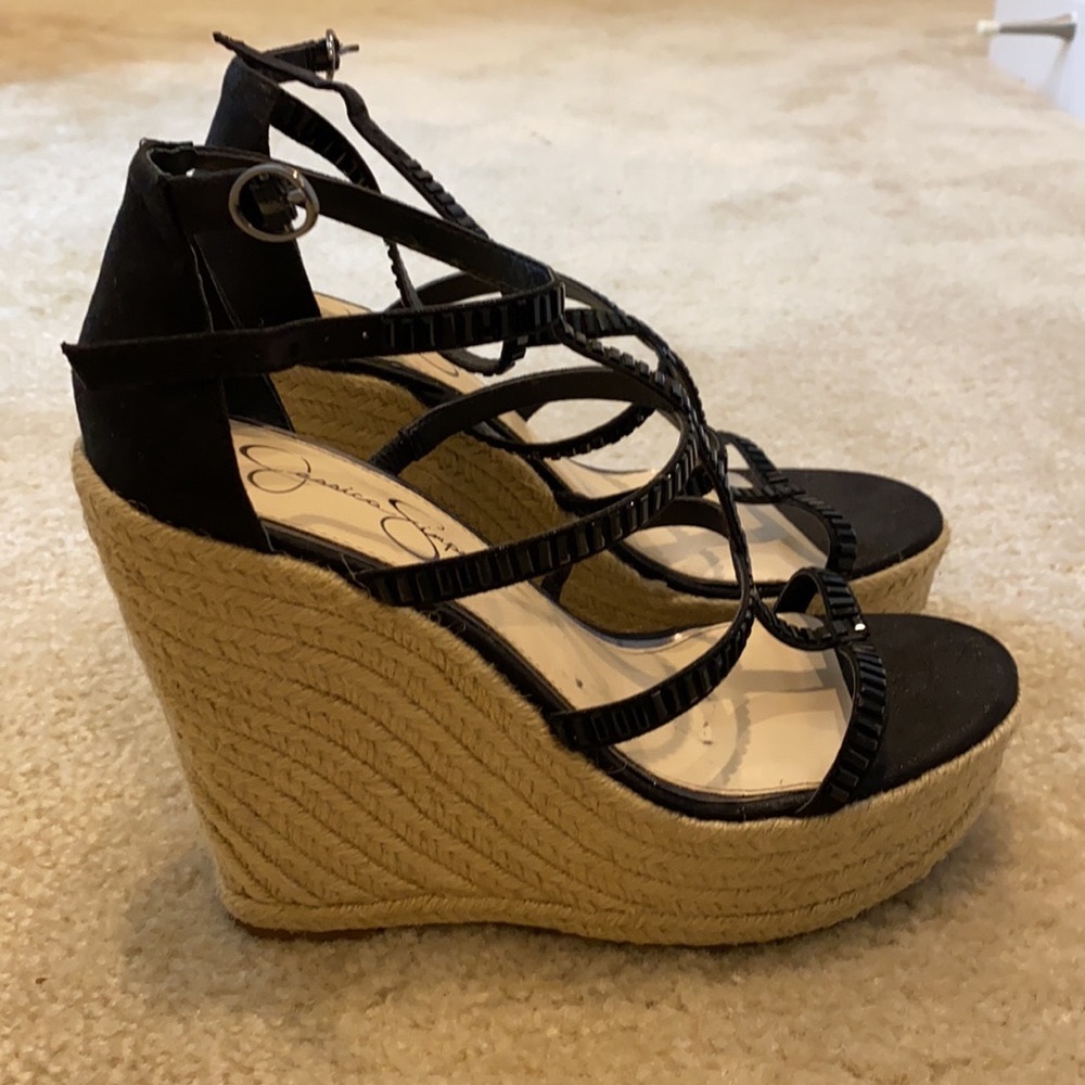 Jessica Simpson black platform sandals